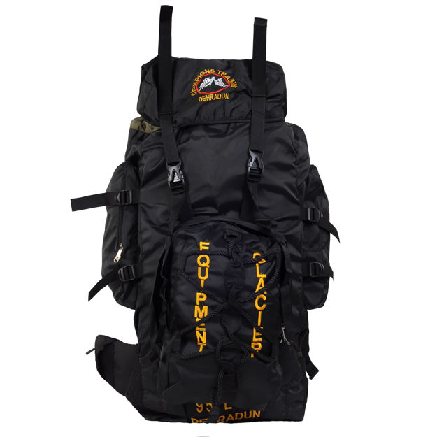 Black Print Dehradun Hiking Detachable In Small Bag pack - front