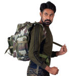 Olive Green Color And Yodha Print Backpack Large Bag - side