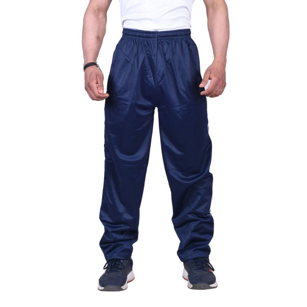 Plain Blue Track Pant With Grip - front