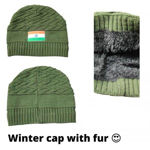 Winter Cap Indian Flag With Fur