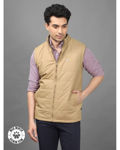 Polyester Khaki Half Jacket With Zip - front