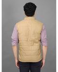 Polyester Khaki Half Jacket With Zip - back