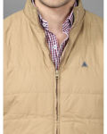 Polyester Khaki Half Jacket With Zip