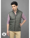 Polyester Medium Quilted Green Half Jacket - front