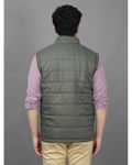 Polyester Medium Quilted Green Half Jacket - back