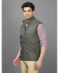 Polyester Medium Quilted Green Half Jacket