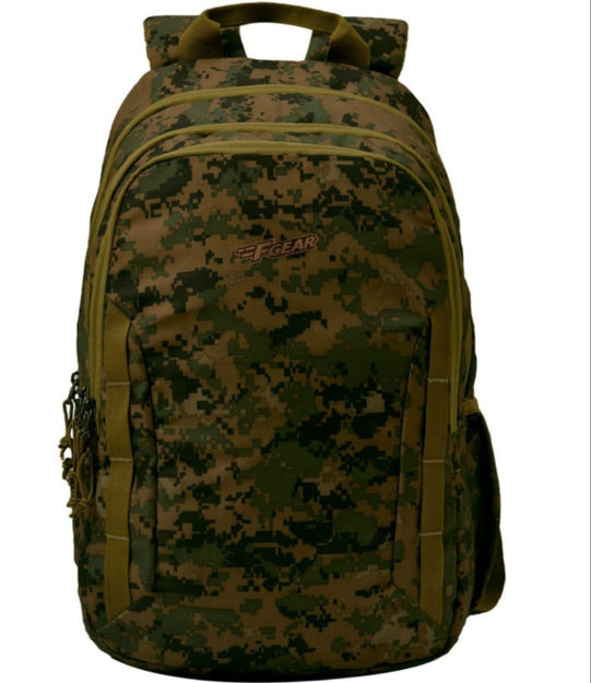 F Gear Dark Green Camouflage Print Backpack - front