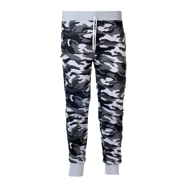 Girl's Jogger Black And White Camouflage Print With Lower Grip