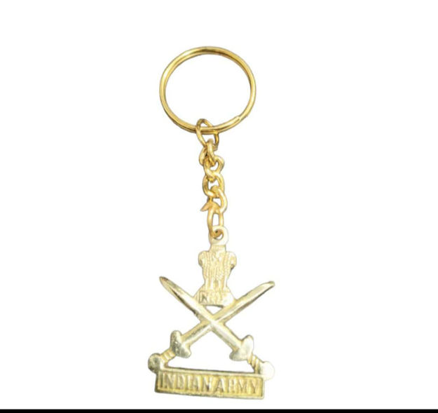 Picture of Golden Brass Key-Chain Indian Army